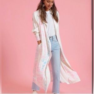 Something Navy white pink blue tie dye jacket